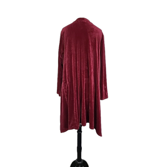 J Jill Pure Jill Velour Shift Dress Red XL Mock Neck Long Sleeve Soft Cozy Party - Picture 6 of 14